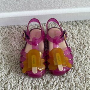 Mini Melissa Mary Jane Jelly Sandals Pink Yellow Popsicle Sz 7 Toddler